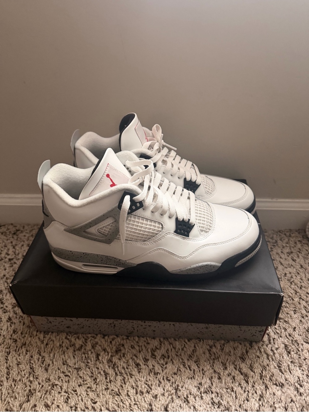 Jordan White, Cement Grey and Black Retro Basketball Sneakers